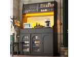 Mobile Da Cucina Sweiko, Mobile Alto, Vetrina, Mobile Buffet Con Ripiani Regolabili, Mobile Da Sala Da Pranzo Con 2 Cassetti, Credenza Con Illuminazione Led, Colori Luce Variabili, Nero