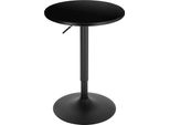 Happyment Tavolo Bar Rotondo - Nero - Per Interni - Cucina - Legno - Metallo - Regolabile In Altezza - 52X52X70-92Cm