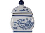 Clayre & Eef Barattolo Di Stoccaggio Coperchio 13X13X17 Cm Ceramica Bianca Blu