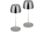 Briloner Serina Mini Lampada Da Tavolo Led Senza Fili IP44, Dimmerabile, Touch, Protezione Dagli Spruzzi D'acqua, Batteria, Cromo, Ø8 X 20 Cm