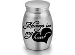 Elegante Mini Urna Per Ceneri - 15 Ml - 25 X 16 Mm - Urna Commemorativa Per Animali E Persone - Sempre Nel Mio Cuore
