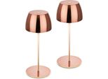 Briloner Serina Mini Lampada Da Tavolo Led Senza Fili IP44, Dimmerabile, Touch, Protezione Dagli Spruzzi D'acqua, Batteria Ricaricabile, Rame, Ø8 X 20 Cm