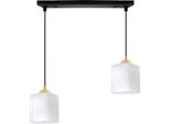 Lampada A Sospensione Riffle Nero-Oro A 2 Luci Con Diffusori A Cubo Bianchi E27 - Elegante Lampada A Sospensione Per Interni Moderni
