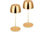 Briloner Serina Mini Lampada Da Tavolo Led Senza Fili IP44, Dimmerabile, Touch, Protezione Dagli Spruzzi D'acqua, Batteria, Oro, Ø8 X 20 Cm