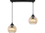 Lampada A Sospensione Costa Nera A 2 Luci Con Globi Color Miele E27 - Elegante Lampada A Sospensione Per Una Calda Illuminazione Interna