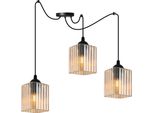 Lampada A Sospensione Riffle Spinne Nera A 3 Luci Con Paralumi Cubici Color Miele E27 – Elegante Lampada Da Soffitto Per Interni Moderni