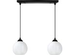 Lampada A Sospensione Costa Nera A 2 Luci Con Globi Bianchi E27 - Luce A Sospensione Elegante Per L'illuminazione Di Interni Moderni