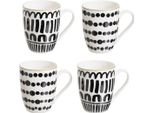 Howhomely | Mugs - Set Di 4 Tazze In Ceramica - Bianco Nero - 4 X 350 Ml - Tazza Da Caffè - Tazza Da Tè