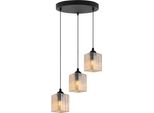 Lampada A Sospensione Riffle Nera A 3 Luci Con Paralumi A Cubo Color Miele E27 Ow - Elegante Lampada A Sospensione Per Interni Moderni
