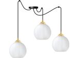 Lampada A Sospensione Costa Spider Nera E Dorata A 3 Luci Con Sfere Bianche E27 – Elegante Lampada Da Soffitto Per Un'illuminazione Interna Di Classe