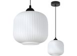 Lampada A Sospensione Riffle Nero 1 Luce Bianco Cilindro 20 Cm E27