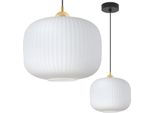 Lampada A Sospensione Riffle Nero-Oro 1 Luce Bianco Cilindro 25 Cm E27