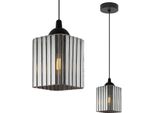 Lampada A Sospensione Riffle Nera A 1 Luce Con Paralume Cubico Color Grafite E27