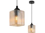 Lampada A Sospensione Riffle Nera A 1 Luce Con Paralume A Cubo Color Miele E27