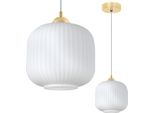 Lampada A Sospensione Riffle Oro 1 Luce Bianco Cilindro 20 Cm E27