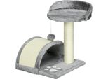 Fortuna Lai Tiragraffi 46 Cm Piccola Torre Per Gatti Con Cuccia, Pallina, Corda Di Sisal, Piattaforma Rialzata, Tiragraffi, Albero Per Arrampicarsi, Per Gatti Fino A 4 Kg, Grigio