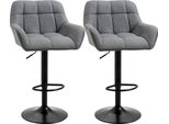 Fortuna Lai Sgabello Da Cucina Set Da 2 Pezzi Regolabile In Altezza Ruotabile A 360° Con Schienale E Poggiapiedi, Effetto Lino, Fino A 120 Kg, 57,5 X 52,5 X 93-114 Cm, Grigio