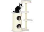 Tiragraffi Fortuna Lai Con Tiragraffi Cilindrico, 1 Cuccia Per Gatti E Giocattoli Per Gatti, 59 Cm X 35 Cm X 100 Cm, Bianco Crema
