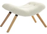 Fortuna Lai Poggiapiedi Moderno Con Rivestimento In Pile E Gambe In Legno, Imbottito, Per Soggiorno, Camera Da Letto, Corridoio, Bianco Crema