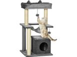 Fortuna Lai Tiragraffi Per Gatti 90 Cm Tiragraffi Con Amaca Albero Giochi Tana Per Gatti Piattaforme Albero Per Arrampicarsi Tiragraffi Per Gatti Tiragraffi Attività Peluche Sisal Grigio