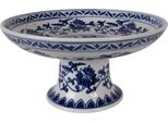 Piatto Da Torta Clayre & Eef Su Piede Ø 26X13 Cm Porcellana Bianca Blu