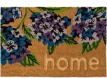 Howhomely | Zerbino In Cocco - Zerbino D'ingresso - Marrone Blu - 60 X 40 Cm - Zerbino A Fiori