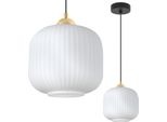 Lampada A Sospensione Riffle Nero-Oro A 1 Luce Con Paralume Cilindrico Bianco 20 Cm E27