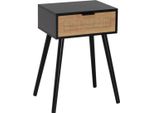Howhomely | Tavolino - Comodino Con Cassetto - 45 X 34 X 59 Cm - Nero Marrone - Comodino