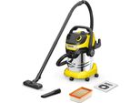 Aspirapolvere Karcher Wd 5 S V-25/5/22 Per Umido E Secco Con Bidone Acciaio Inox Nero Giallo 25 L 1100 W