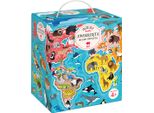 Puzzle 60 Elementi. Puzzlove Czuczu. Animali. Mappa Del Mondo