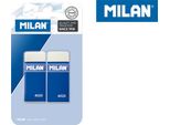 Milan 4020 Confezione Da 2 Gomme Rettangolari - Briciole Di Pane - Gomma Sintetica Morbida - Custodia In Cartone Blu - Colore Bianco