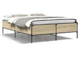 Vidaxl Struttura Letto Rovere Sonoma 135X190 Cm Materiale A Base Di Legno E Metallo