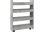 Vidaxl Carrello Portaoggetti Stretto 4 Ripiani In Cemento Grigio Materiale Legno