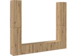 Vidaxl Mobili Tv A Parete 6 Pz. Materiale Artigianale A Base Di Legno Di Quercia