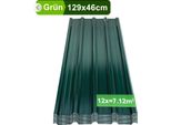 Pannelli Per Tetti In Lamiera Grecata 12/24/36 Pezzi 129X46Cm, Lamiera Profilata In Acciaio Zincato Lamiera Ondulata - Verde 7㎡ 12X