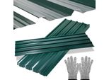 36 Pezzi Lamiera Grecata 129X46Cm Professionale Set Di Lamiere Incl. 1 Paio Di Guanti, Lamiera Zincata Verde 21M² Lamiera Ondulata Per Tettoia Carport