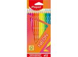 Maped 831802FC Matita Colorata Triangolare Neon, Confezione Da 12 Pezzi