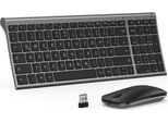 Set Mouse Tastiera Senza Fili, Entrambi Ricaricabili, Ultra-Sottile 2.4G Usb Tastiera Senza Fili Con Mouse Senza Fili, Alluminio Sottile, Qwertz De Layout Per Win Pc / Laptop