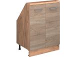 Vicco Mobile Cucina Sottotetto R-Line, 60 Cm Con 2 Porte, Rovere Sonoma/Goldkraft