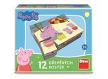 Dino Peppa Pig Cubi Illustrati In Legno 12 Cubi