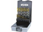 Ruko 2501215TRO HSS-G Twist Drill Bit Set 25-Piece 1 Mm, 1.5 Mm, 2 Mm, 2.5 Mm, 3 Mm, 3.5 Mm, 4 Mm, 4.5 Mm, 5 Mm, 5.5 Mm, 6 Mm, 6.5 Mm, 7 Mm, 7.5 Mm, 8 Mm, 8.5