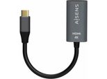Convertitore Aisens In Alluminio Da USB-C A Hdmi 4K@60Hz, USB-C/M-HDMI/H, Grigio, 15 Cm