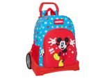 Zaino Scuola Con Ruote Mickey Mouse Clubhouse Fantastic Blue Red 33 X 42 X 14 Cm