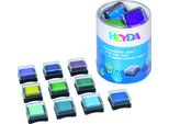 Heyda 204888472 Set Di Tamponi Per Timbri Mini "Aqua"" 3 X 3 Cm Menta, Turchese, Blu Cielo, Blu Scuro, Giallo Limone, Verde Erba, Verde Scuro, Lilla, Blu Reale, Viola Scuro"