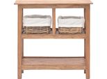 Vidaxl Tavolo Consolle In Legno Massiccio Di Mogano 69X28X70 Cm