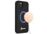 Guess Guhmp13Mlslmgbk Custodia Rigida In Silicone Script Gold Logo Magsafe Per Iphone 13 / 14 /6.1 Nero/Czarny