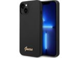 Guess Guhcp14Mslsmk Iphone 14 Plus / 15 Plus 6.7 Nero/Nero Custodia Rigida In Silicone Vintage Gold Logo