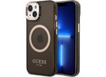 Guess Guhmp14Mhtcmk Custodia Rigida Per Iphone 14 Plus / 15 Plus 6.7 Nero/Nero Profilo Oro Traslucido Magsafe