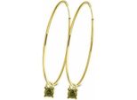 New Bling 9NB-1106 Orecchini In Argento Con Pendente - 25X1,2 Mm - Zirconi - Verde Oliva - 3 Mm - Argento - Placcato Oro/Oro Su Argento