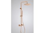 Set Doccia A Pioggia Webo Atlanta | Miscelatore Termostatico In Ottone | Tecnologia Air-Flow & Clean | Rame | Soffione E Doccetta Regolabili